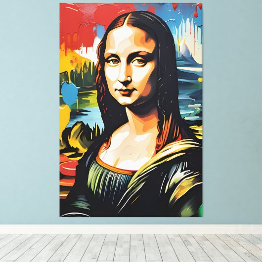 Kleurrijke Mona Lisa Canvas Afdruk (Insitu (Houten vloer))