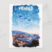 Kleurrijke Monaco Franse Rivièra schilderij Briefkaart (Voorkant)