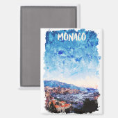 Kleurrijke Monaco Franse Rivièra schilderij Magneet (Voorkant / Achterkant)