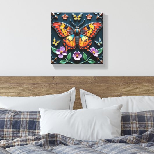 Kleurrijke Monarch Canvas Afdruk (Insitu (Slaapkamer))