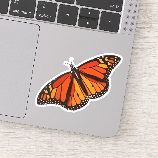 Kleurrijke Monarch Vlinder met vleugels open Sticker (Detail)
