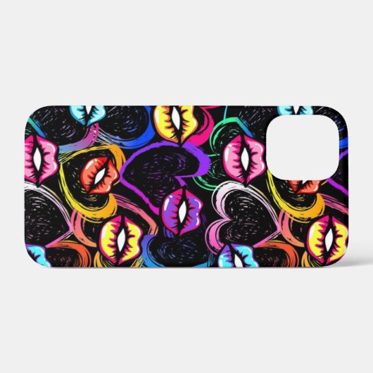 kleurrijke mond en hart Case-Mate iPhone case (Achterkant (horizontaal))