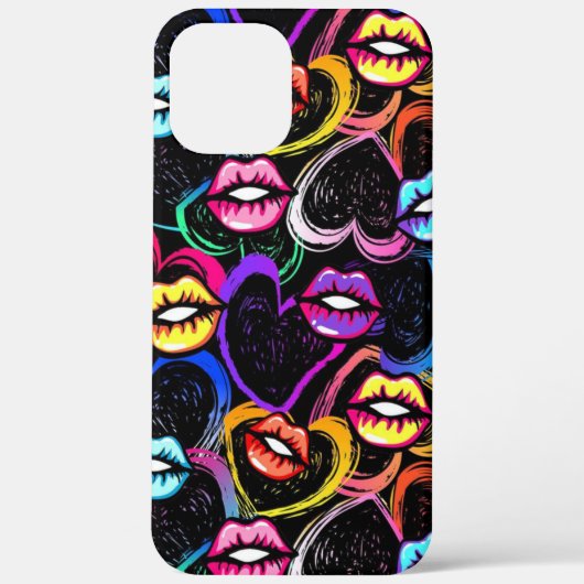 kleurrijke mond en hart Case-Mate iPhone case (Achterkant)