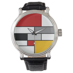 Kleurrijke Mondriaan inspiratie Horloge