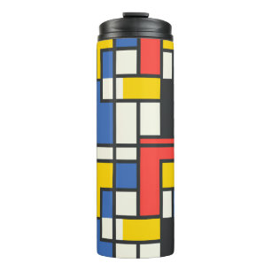 Kleurrijke Mondriaan stijl geometrische Thermosbeker