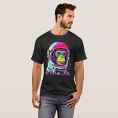 Kleurrijke Monkey Astronaut Space Explorer T-shirt (Voorkant volledig)