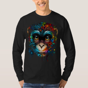 Kleurrijke Monkey Face Art Leuke Animal Monkies Pa T-shirt