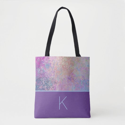 Kleurrijke Monogram Geborduurd Tote Bag (Voorkant)