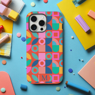 Kleurrijke Monogram Geometrische Gepersonaliseerde iPhone 15 Pro Max Case