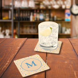 Kleurrijke Monogram Glimlachende Daisy gepersonali Kartonnen Onderzetters