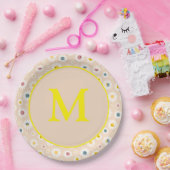 Kleurrijke Monogram Glimlachende Daisy gepersonali Papieren Bordje (Feest)