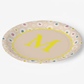 Kleurrijke Monogram Glimlachende Daisy gepersonali Papieren Bordje (Gekanteld)