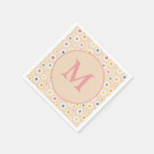 Kleurrijke Monogram Glimlachende Daisy gepersonali Servet (Hoek)