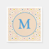 Kleurrijke Monogram Glimlachende Daisy gepersonali Servet (Voorkant)
