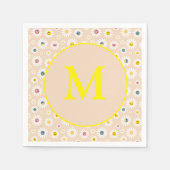 Kleurrijke Monogram Glimlachende Daisy gepersonali Servet (Voorkant)
