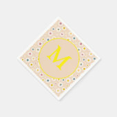 Kleurrijke Monogram Glimlachende Daisy gepersonali Servet (Hoek)