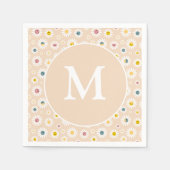 Kleurrijke Monogram Glimlachende Daisy gepersonali Servet (Voorkant)