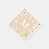 Kleurrijke Monogram Glimlachende Daisy gepersonali Servet (Hoek)