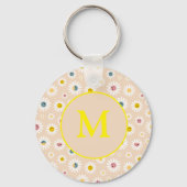 Kleurrijke Monogram Glimlachende Daisy gepersonali Sleutelhanger (Voorkant)