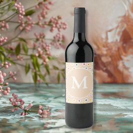 Kleurrijke Monogram Glimlachende Daisy gepersonali Wijn Etiket