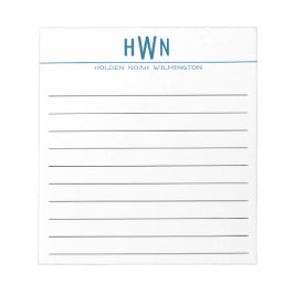 Kleurrijke Monogram Heren Professionele Blauwe Gro Notitieblok