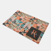 Kleurrijke Monogram Script Retro Bloemenpatroon Deurmat (Schuin)