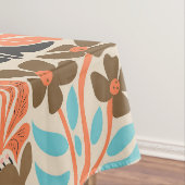 Kleurrijke Monogram Script Retro Bloemenpatroon Tafelkleed (Voorbeeld)