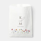 Kleurrijke Monogram Wilde Bloem Bloeiende Trouwdag Bedankzakje (Voorkant)