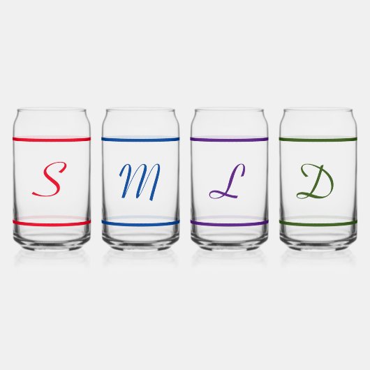 Kleurrijke Monogrammed Drinkware Set Kan Glas (Voorkant)
