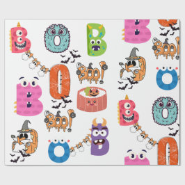 Kleurrijke Monster "BOO" Halloween Cartoon Design Cadeaupapier