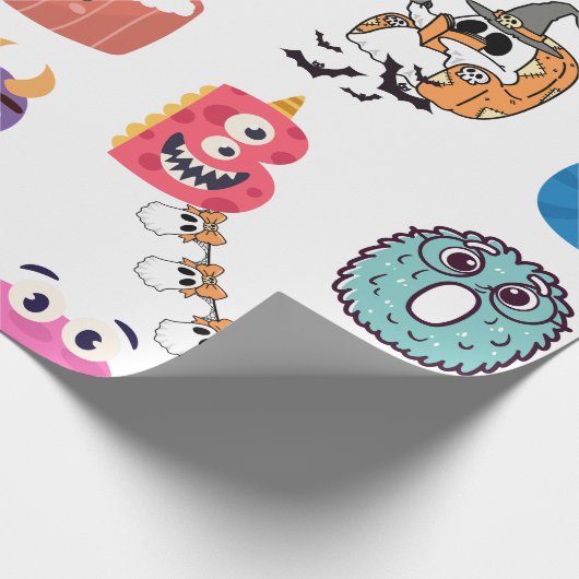 Kleurrijke Monster "BOO" Halloween Cartoon Design Cadeaupapier (Hoek)