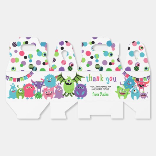 Kleurrijke Monster Mash Halloween Verjaardag Bedan Bedankdoosjes (Ongevouwen)