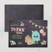 Kleurrijke Monster Thema Kinder Dank u Kaart (Voorkant / Achterkant)