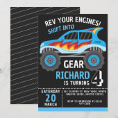 Kleurrijke Monster Truck Theme Kids Verjaardagsfee Kaart (Voorkant / Achterkant)