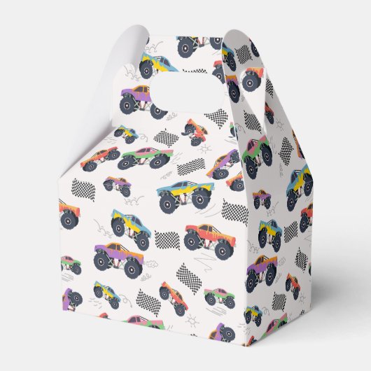 Kleurrijke Monster Trucks Racing Kids Verjaardagsf Bedankdoosjes (Achterkant)