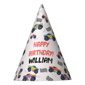 Kleurrijke Monster Trucks Racing Kids Verjaardagsf Feesthoedjes