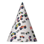 Kleurrijke Monster Trucks Racing Kids Verjaardagsf Feesthoedjes (Links)
