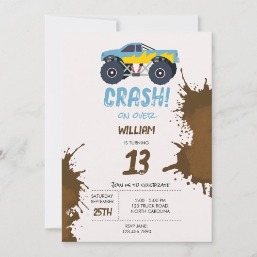 Kleurrijke Monster Trucks Racing Kids Verjaardagsf Kaart (Voorkant)