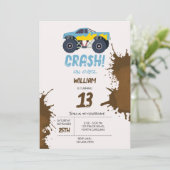 Kleurrijke Monster Trucks Racing Kids Verjaardagsf Kaart (Staand voorkant)