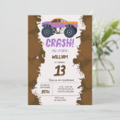 Kleurrijke Monster Trucks Racing Kids Verjaardagsf Kaart (Staand voorkant)