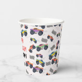 Kleurrijke Monster Trucks Racing Kids Verjaardagsf Papieren Bekers (Achterkant)