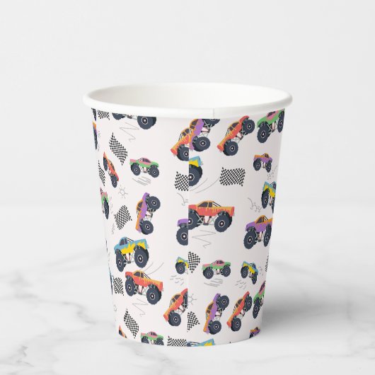 Kleurrijke Monster Trucks Racing Kids Verjaardagsf Papieren Bekers (Rechts)