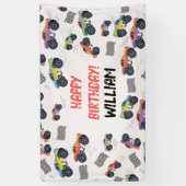 Kleurrijke Monster Trucks Racing Kids Verjaardagsf Spandoek (Verticaal)