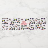 Kleurrijke Monster Trucks Racing Kids Verjaardagsf Waterfles Etiket (Enkel label)