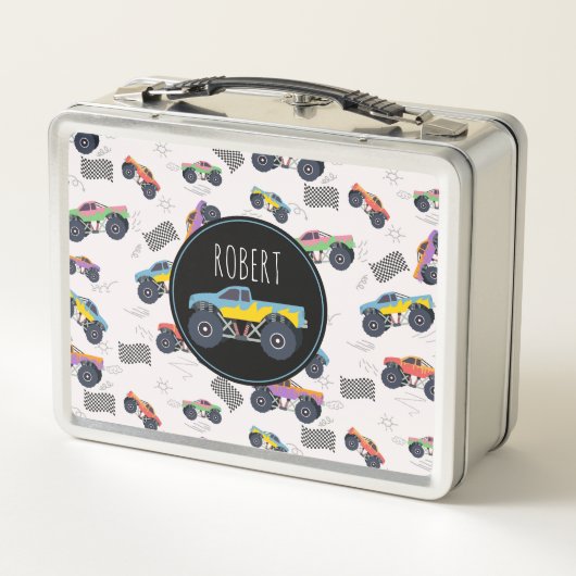 Kleurrijke Monster Trucks Racing Kinder aangepaste (Achterkant)