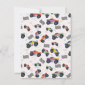 Kleurrijke Monster Trucks Racing Kinder aangepaste Bedankkaart (Achterkant)