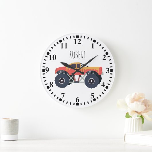 Kleurrijke Monster Trucks Racing Kinder aangepaste Grote Klok (Huis)