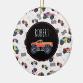 Kleurrijke Monster Trucks Racing Kinder aangepaste Keramisch Ornament (Links)