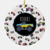 Kleurrijke Monster Trucks Racing Kinder aangepaste Keramisch Ornament (Achterkant)