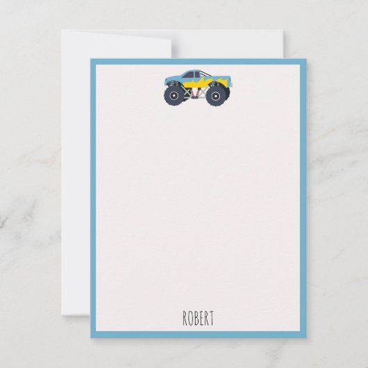 Kleurrijke Monster Trucks Racing Kinder aangepaste Notitiekaartje (Voorkant)